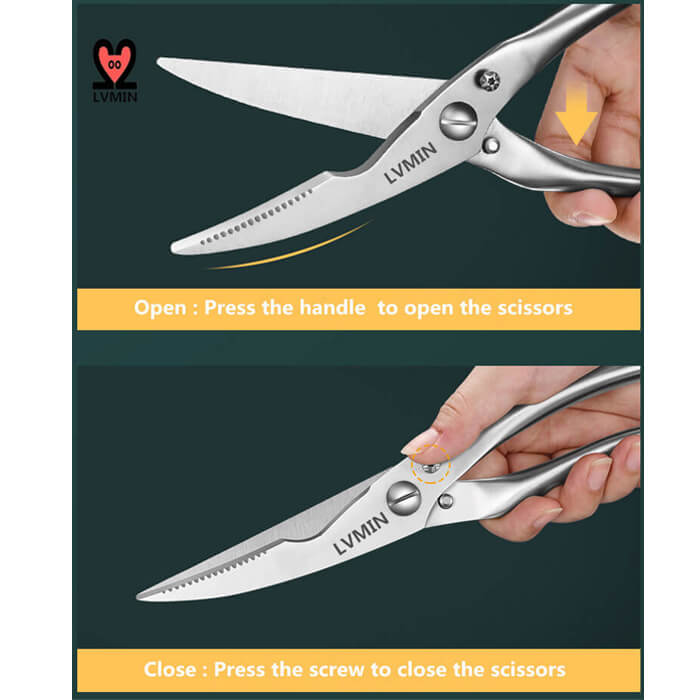 Self Opening Kitchen Shears : stainless steel spring scissors